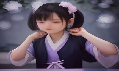 汉服品牌宣传大片，模特身着以工笔美人图服饰纹样为灵感的汉服，在古典园林中拍摄，国潮美学氛围浓郁